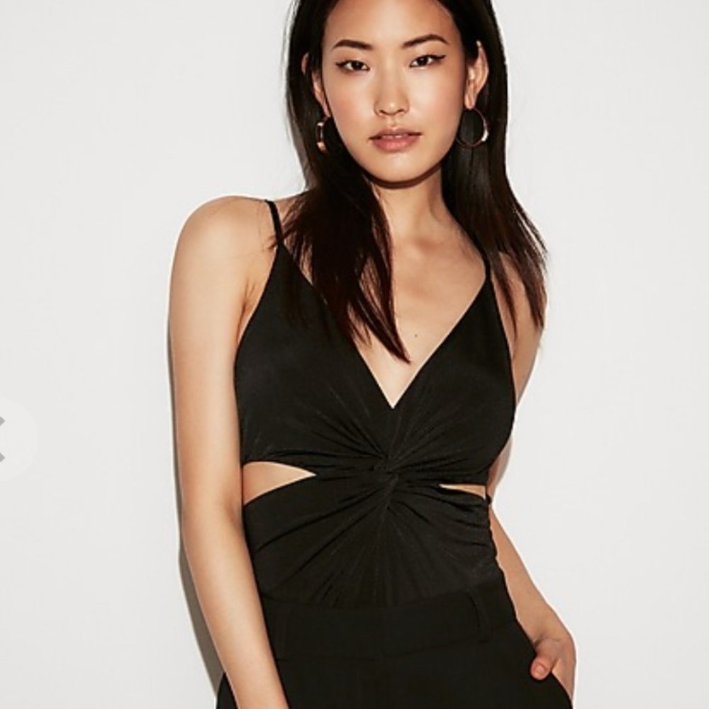 Express Cut-Out Twist Front Thong Bodysuit